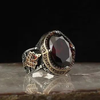 925 Sterling Ezüst Gyűrű, a Férfiak Cirkon Kő, Ékszerek, Divatos Vintage Ajándék Onyx Aqeq Férfi Gyűrűk Minden Méret
