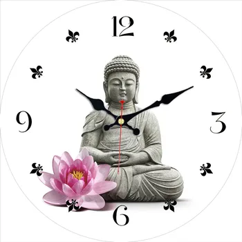 14 Hüvelyk Fali Órák Csendes, Iroda, Konyha Otthon Faliórák Buddhizmus Óra Buddha Meditál Decorativ Nem Ketyeg Horloge