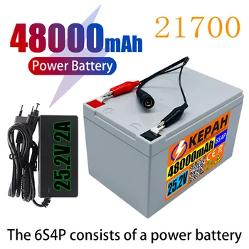 6s4p 24V 48ah 21700 akkumulátor nagyon tartós, 25,2 v 48000ah elektromos kerékpár, moped / elektromos kerékpár / a különböző eszközök + töltő