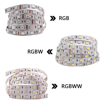 5M LED Szalag Lámpa SMD 5050 RGB RGBW RGBWW Flexibilis LED Szalag Lámpa IP65 Vízálló Fita LED Szalag + INFRAVÖRÖS Távirányító +Adapter 2