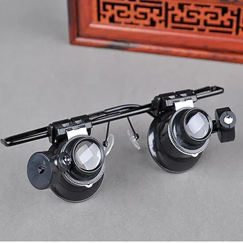 20x 15mm Szemüveg Típus órajavítás Megvilágított Nagyító LED Ékszerek Értékelési Gem Azonosítása Nagyítólencse