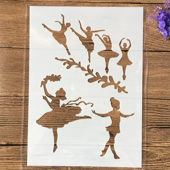 29cm A4 Balett Lányok Táncolnak DIY Rétegződés Stencil Falon Festmény Scrapbook Színezés Dombornyomás Album Díszítő Sablon