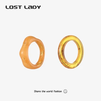 Elveszett Hölgy 2021 Új Egyszínű Gyűrűs, Átlátszó Akril Gyanta, Strasszos Geometriai Tér Kerek Gyűrű Nők Ékszer, Utazás Ajándékok