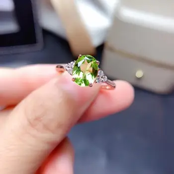 Természetes Zöld Olivin Ezüst Gyűrű,augusztus Tudom Eljegyzési, Esküvői Ajándékok Nőknek Igazi 925 Ezüst Tudom