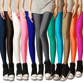 A Nők, Szexi, Karcsú, Push Up Leggings Ragyog Egyszínű Neon Legins Sovány, Magas Derék Leggings A Női Leggins Feszített Legins