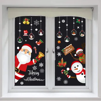 Karácsonyi Dekoráció Mikulás Windows Matrica Cserélhető Hópehely Fali Matricák Lakberendezés Boldog Karácsonyi Party Kellékek 1
