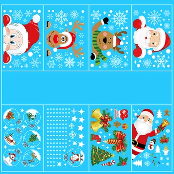 Karácsonyi Dekoráció Mikulás Windows Matrica Cserélhető Hópehely Fali Matricák Lakberendezés Boldog Karácsonyi Party Kellékek 3