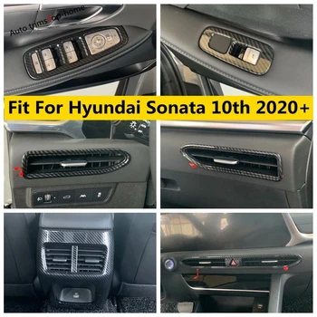 Fej Fény Lámpa, Ablak, Lift Gombot Levegő AC Szellőző Panel Fedél Trim Hyundai Sonata 10 2020 2021 ABS Szénszálas Tartozékok