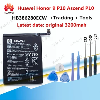 Eredeti Csere Akkumulátor Huawei Honor 9 P10 AscendP10 HB386280ECW STF-L09 STF-AL10 Valódi Telefon 3200mAh+ Eszközök