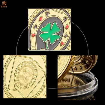 5db Texas Kaszinó Zöld Lóhere Arany Póker Kártya Őr Szerencsés Chip Kihívás Token Érme Gyűjtemény, valamint ajándék Ajándékok 5