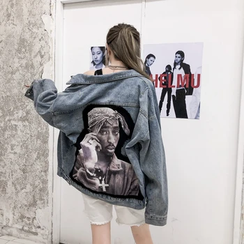 A Hip-Hop Streetwear Karakter Applied Laza Farmer Dzseki Graffiti Tavaszi Őszi Kapcsolja Le A Gallér Kabát Női Outwear