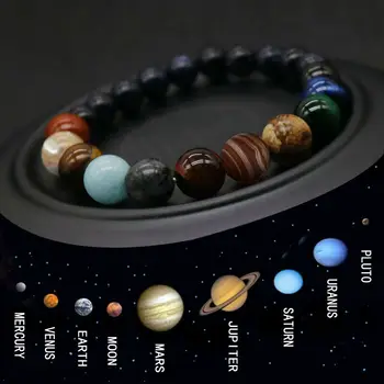 Divat Nyolc Bolygó Gyöngy Karkötő Világegyetem, Naprendszer, Galaxis, Természetes Kő, Gyöngy Karkötő, Kézzel Készített Ékszerek, Ajándékok