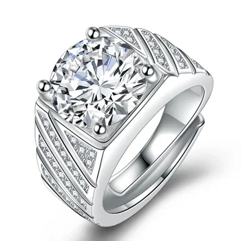 Divat Férfi Gyűrű 925 Ezüst Ékszerek, Cirkon Drágakő Nyitva Ujj Gyűrű Kiegészítők, Esküvői násznép Ajándékok Nagykereskedelmi