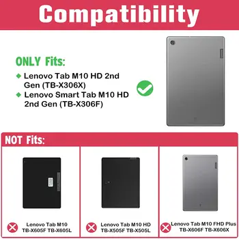 Okos Esetben a Lenovo Fül M10 HD 2nd Gen TB-X306X Smart Tab M10 HD 2nd Gen TB-X306F 10.1 inch 2020 Slim Cover Állvány Tok tartó 1