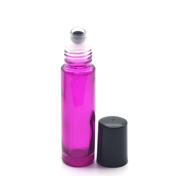 10db Üres Illat 10ml Rózsa-piros Üveg Roll Parfüm, illóolaj 10ML Üveg Roll-On Üveg Fekete Műanyag Kupak