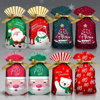 50 Db Karácsonyi Papír Ajándék Csomagokat Mikulás, Hóember Cukorka, Csokoládé Sütik Csomagolás Táska Új Évet Gyerekek Szívességet Kellékek