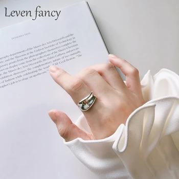 A Koreai Stílus Egyszerű Geometriai Nők Vintage Ezüst Gyűrű 925 Retro Luxus Finom Ékszerek Állítható Szabálytalan Koktél Gyűrű