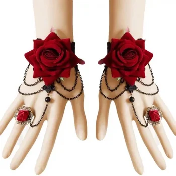 Európai, illetve Amerikai új retro divat Halloween csipke vörös rózsa karkötő gyűrű egy csuklószorítót menyasszony díszek