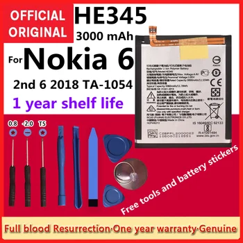 Eredeti HE345 3000mAh Akkumulátor Nokia 6 2 6 2018 TA-1054 Ő 345 Akkumulátorok Volta +Tracking + Eszközök