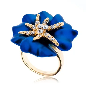 Kék Rózsa Gyűrű Csillag nyári stílus Sárga Fehér Arany Színű Osztrák Kristályok ujj Gyűrű női ujj női gyűrű 4