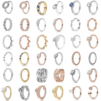 50 Stílus 925 Sterling Ezüst Gyűrű Hercegnő Keresztlengőkaros, Kristály Gyűrű A Nők Esküvő Divat Ékszer Ajándék