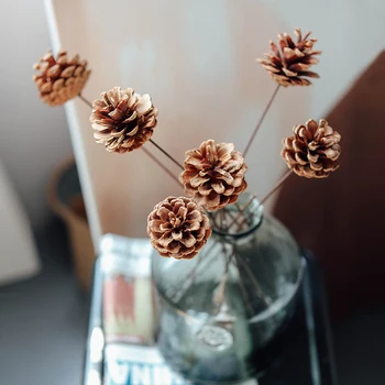 DIY Mesterséges fenyőtoboz Virágos Természetes Szárított Lotus Virágot, Valódi Virágok, Esküvői Megállapodás Karácsonyi Haza Nappali Dekor