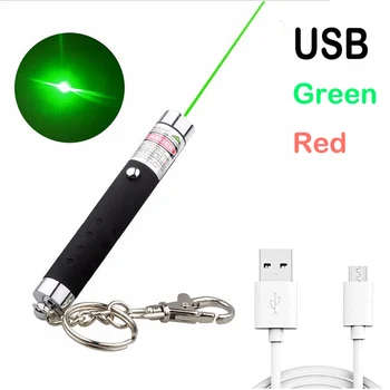 Nagy teljesítményű USB-Zöld Piros Pont Lézer Pointer 711 5MW 532nm Folyamatos Vonal laserpointer tartomány Lazer toll Vadászati kiegészítők
