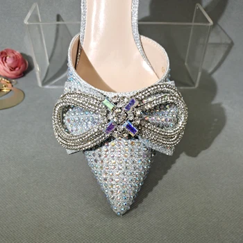 QSGFC 2022 Ezüst színű népszerű rámutatott, Tele gyémántokkal, fényes cipő, táskák, bankett cipő, táskák, valamint a barátok, buli s 4