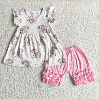 divat egyszarvú ruhák lányok rajzfilm póló szilárd, rózsaszín nadrág 2 db beállítja a gyerek boutique gyermek ruházat
