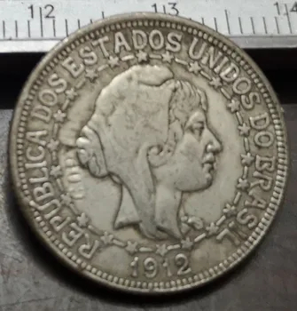 1912-ben Brazília 500 Reis ezüst Bevonatú érme Másolata