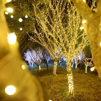 Karácsonyi Fények 10m 100leds LED String Lámpák Kültéri felülvilágító Dekoráció Kert Park Tündér Fény Koszorú Ünnepi Dekoráció 5