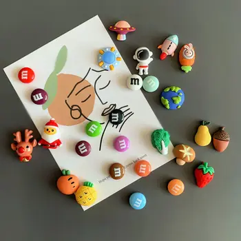 Aranyos Rajzfilm Candy Hűtő Mágnesek Mini Gyümölcs Hűtő Berendezés Mágneses Matricák Karácsonyi Hűtőszekrény Dekoratív Mágnes Szett