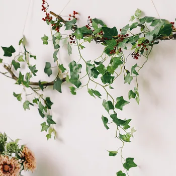 2.3 M Mesterséges Ivy Green Leaf Menyasszonyi Koszorú Dekoráció DIY Rattan Hamis Növények Szőlő Lóg a Haza Fal Oranment