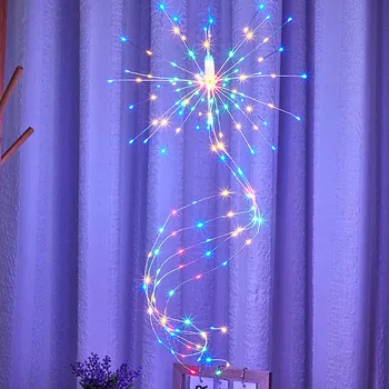 LED String Fények DIY Tűzijáték Patak Tündér Fény 8 Módok Lóg Starburst Lámpa Garland Fesztivál, Dekoráció villogó Fények