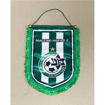Izraeli Maccabi Haifa FC 30 cm*20 cm Méretű kétoldalas Karácsonyi Dekoráció Otthon Lóg a Zászló Banner Ajándékok