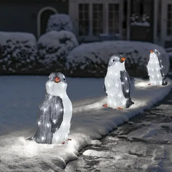 Karácsonyi LED String Tündér Fény Pingvin Hóember Elk Tét Díszek Kültéri Udvaron Jel Karácsony Kert, Kerti Díszek