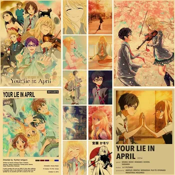 A Hazugság április nátronpapír Poszter Retro Rajzfilm Wall Art Poszterek, Nyomatok, Anime Dekor Gyerek Szoba lakberendezési Festmények