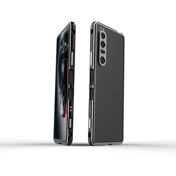 A Sony Xperia 10 II Ügy Luxus Nehéz Slim Fém Lökhárító tok Sony Xperia 1 II III 10 III. Ütésálló Kamera védőburkolat 4