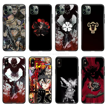 Fekete Lóhere Anime Karakter iPhone 6 6 7 8 Plusz X XR XS 11 12 13 Mini Pro Max Puha Szilikon Telefon burkolata Shell