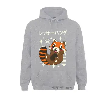 Aranyos Vörös Panda Férfi Kapucnis Pulóver Aranyos Állat Japán Vintage Férfi Kabát Pulóver Puha Grafikus Tervező 1