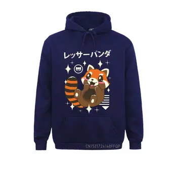 Aranyos Vörös Panda Férfi Kapucnis Pulóver Aranyos Állat Japán Vintage Férfi Kabát Pulóver Puha Grafikus Tervező 2