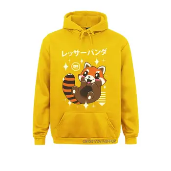 Aranyos Vörös Panda Férfi Kapucnis Pulóver Aranyos Állat Japán Vintage Férfi Kabát Pulóver Puha Grafikus Tervező 4
