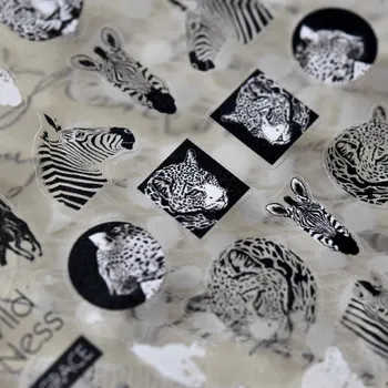 1db Leopárd Zebra Avatar Köröm Feliratok Köröm Díszítés, 3D-s fekete-Fehér Vízi Csúszda Köröm Matrica Tippek Punk Manikűr