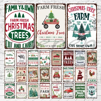 Karácsonyi Fém Adóazonosító Jel Karácsonyfa Farm Billboard Dekorációs Plakát Vágni A Saját Fa A Farm Fesztivál Fém Dekoráció
