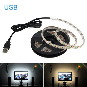 5V USB LED Szalag Lámpa 2835SMD Flexibilis LED Szalag Szalag 50CM 1M 2M 3M 5M HDTV TV Asztal Képernyő Háttérvilágítás Éjszakai Fény 0