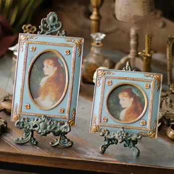 Retro Tiffany Kék Francia Antik Képkeret Polc Asztali Dísz Tér Fal Fotó Lakberendezési Képkeret Beállítása