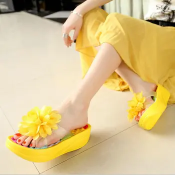A Nők Új Nyári Divat Szandál Ékek Papucsot Platform Papucs Cipő Sandalia Szandál Virágos Cipő Zapatos De Mujer