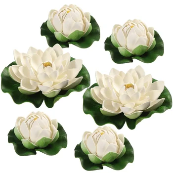 WINOMO 6db Mesterséges Tó Növények Lotus Szimuláció Úszó Virág Tó akvárium Dekoráció Dísz Fehér