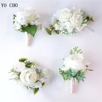 YO CHO Koszorúslány Csukló Csokor Fehér Esküvői Karkötő, Rózsa Virág Vőlegény Virág, Esküvői Csokor Virág Mariage Tartozékok
