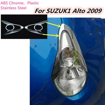 Autó fedezet Stílus Érzékelő ABS Króm Első Lámpa Lámpa Trim Keret 2db Tartozékokkal Alkalmas A Suzuki Alto 2009-es+
